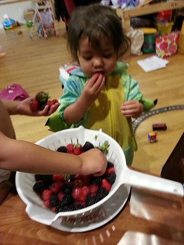 home from trick or treating and the kids went straight for the berries. First. ;-)