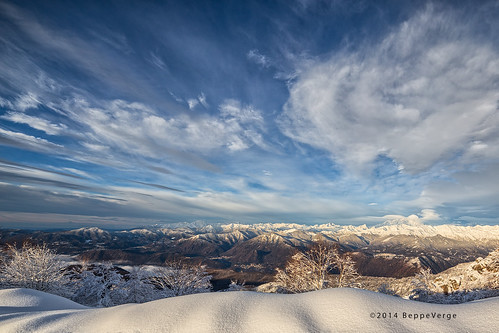 snow alps clouds sunrise dawn nuvole alba neve inverno alpi mottarone beppeverge