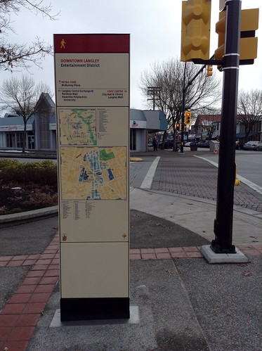 Downtown Langley - Walking Map and Wayfinding Sign at Fraser Highway and Glover Road (Looking East)