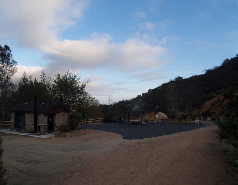 Bathrooms and Picnic Table at the end of Blue Sky Ranch Road