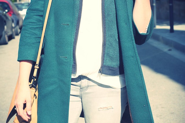 Look: Grey + Green coat