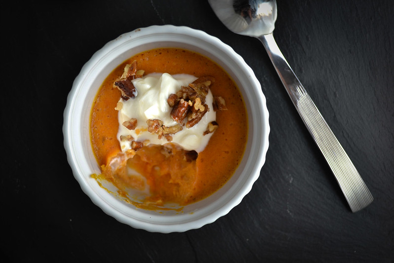Sweet Potato Flan with Maple Yogurt and Caramel Pecans | Things I Made Today