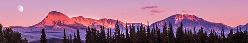sunset moon mountains panoramic glaciernationalpark campground