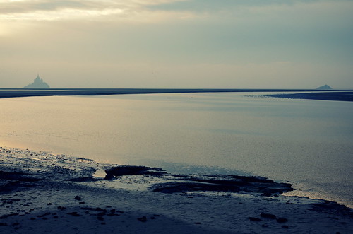 sunset sea mer normandie montsaintmichel baie rochetorin