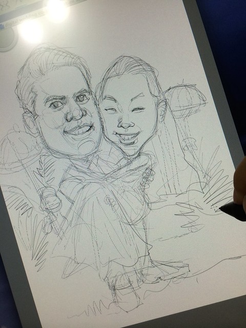 digital wedding couple caricature at Bali