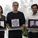 From left, Los Alamos National Laboratory authors Lyudmila Balakireva, Herbert Van De Sompel and Harihar Shankar, and Martin Klein and Robert Sanderson (on computer screens). Their work was published in the Public Library of Science Dec. 26, 2014.