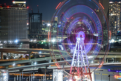 wheel japan night landscape tokyo highway ferris junction elevated ariake expressways
