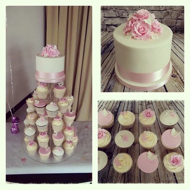 Wedding Cake with Matching Cupcakes by Jo Whittaker