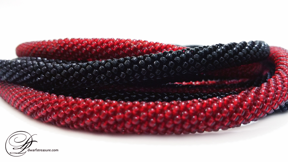 beautiful red and black long beaded necklaces