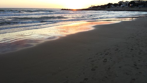 tramonto mare cielo sole spiaggia onde sabbia impronte flickrandroidapp:filter=none