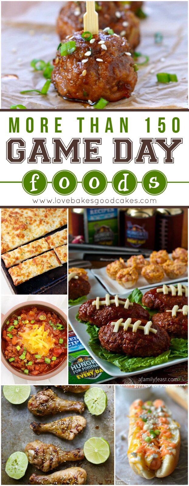 More than 150 Game Day Foods collage.