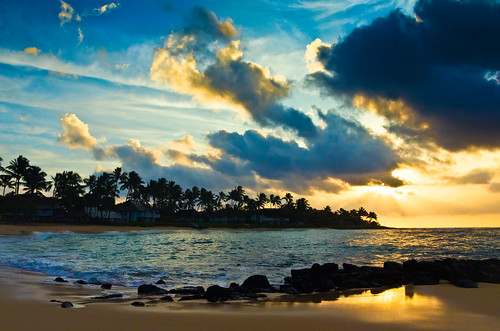 beach sunrise hawaii soleil kauai hawaiian poipu plage levé govisithawaii