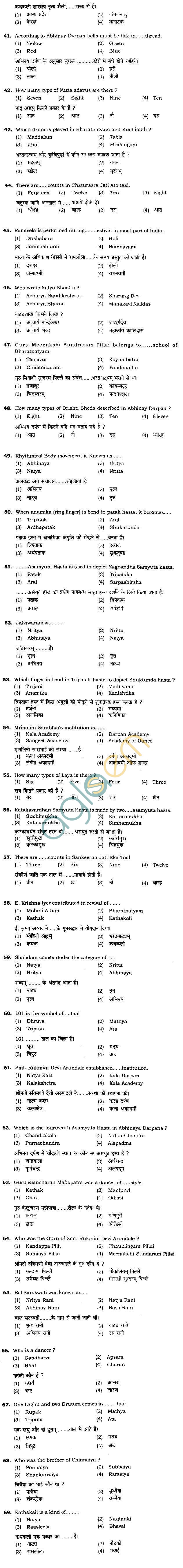 BHU UET 2012 B.Music Bhartnatyam Question Paper