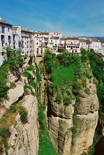 cliff buildings landscape town spain ronda vista oldphoto andalusia precipice stevelamb