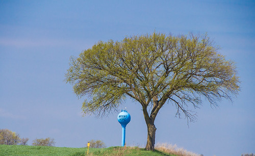 blue sky tree leaves wisconsin clouds landscape outdoors spring outdoor watertower wi springtime towering mthope
