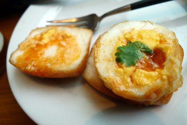 Twice Cooked Hen's Egg, Chili Crab & Mantou - WooBar's High Tea