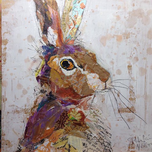 Rabbit Collage Painting by Elizabeth St. Hilaire Nelson