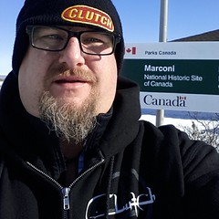 The Parks Canada Selfie at a very cold NHS.  Marconi transmitted a cross Atlantic messeges from this spot in Cape Breton.  #GlaceBay #Marconi #selfie #guyswithglasses #guyswithbraces #braceface #GuysWithVanDyke #VanDyke #parkscanadaselfie #parcscanada #pa