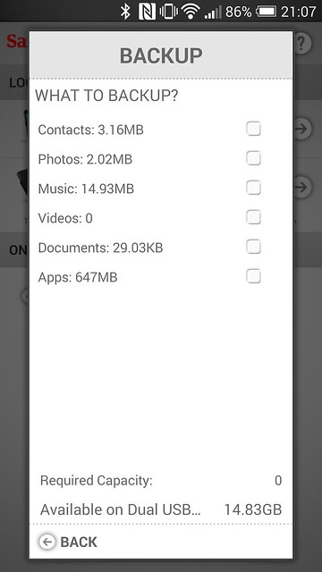 SanDisk Memory Zone App - What to Backup?