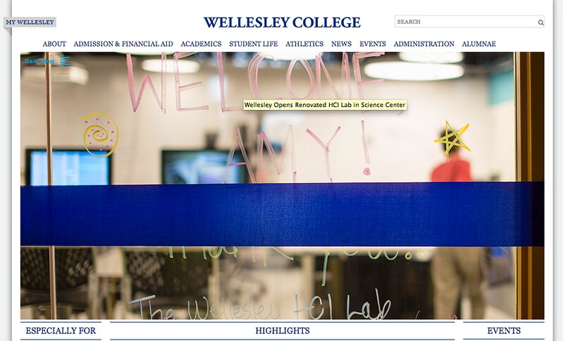 Wellesley.edu Daily Shot for HCI Lab Launch