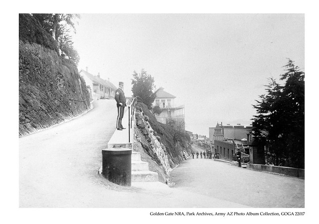 GOGA 22017 Army Alcatraz soldiers on road, c1902-1903