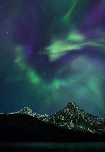 "Sizzling Skies" We enjoyed our best aurora display last night in quite some time here in Banff National Park. For the most part, not overly bright, but the northern lights moved faster than I'd ever seen it, and at times ventured very far south. After a