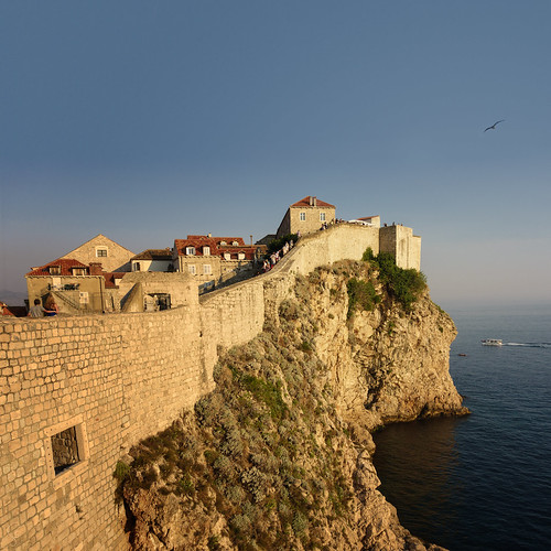 walls croatia dubrovnik seascape fortress citadel battlement sunset waterscape sea ocean square camerasonyrx100