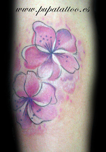 Tatuaje flores de cerezo watercolor, Pupa Tattoo, Granada by Marzia PUPA Tattoo