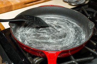 Flouring the pan