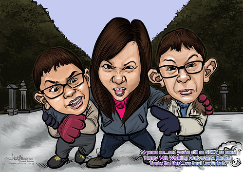 digital family caricatures in Japan