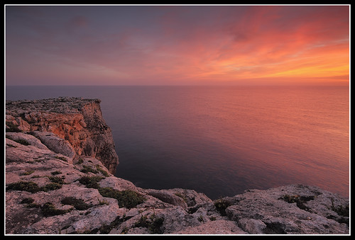 longexposure sunset red seascape cliffs menorca