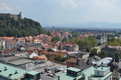 Ljubljana castle on the hill, as seen from Nebotičnik
