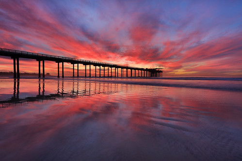 california pink sunset red sky clouds fire golden pier san tide low diego scripps