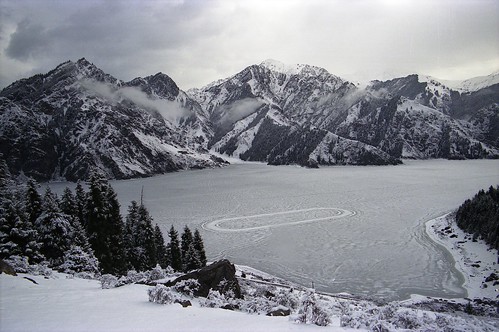 china mountain lake snow landscape frozen asia scan alpine xinjiang heavenly