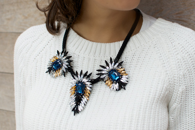 make a statement flare necklace with Geneva of a pair and a spare