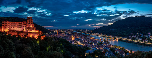 city blue sunset panorama castle germany lights sony hour heidelberg neckar nex6 sel1018