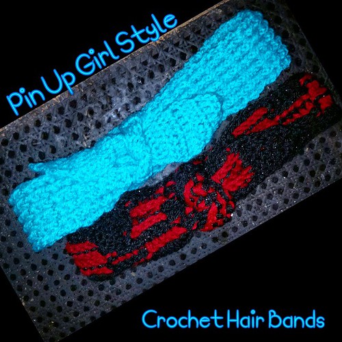Self made patterns of Pin Up girl style crochet hairbands / headbands. Adjustable tie. #PhotoGrid #phoenixrosedesign #crochet #pinup #sexy #retro #handmade #hairbands #headbands #psychobilly
