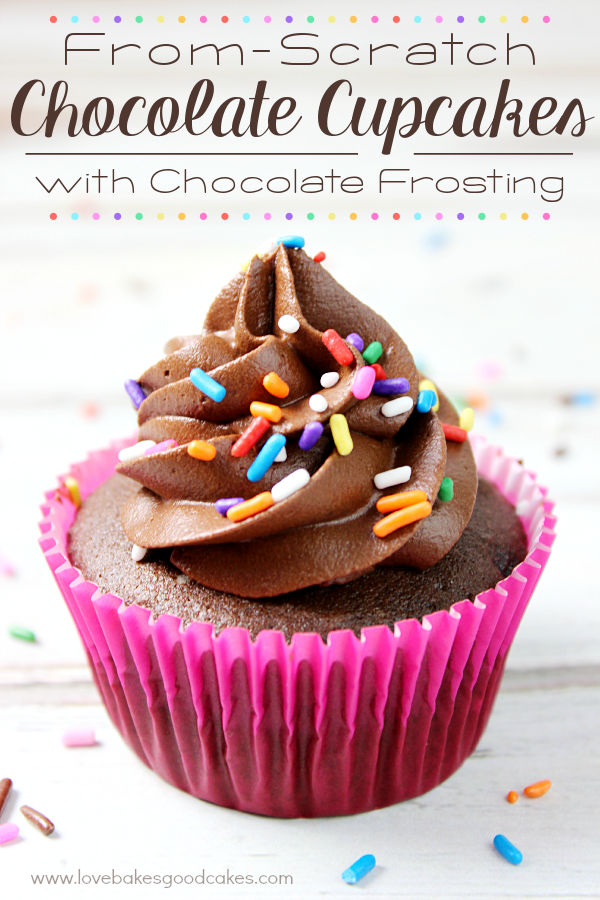 These From Scratch Chocolate Cupcakes with Chocolate Frosting are perfect for celebrating! Full of chocolate flavor - they just may become your favorite cupcake too!
