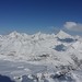 pohled z Kleine Matterhornu , vpravo v mlze Zermatt a Tasch