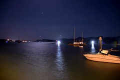 #Night #sea #view #Malaysia #2015 #Nikon #Travel #Langkawi #Island #Light #Moon #boat #Reflection #Star
