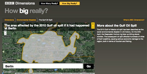 BBC dimensions - example - http://howbigreally.com/dimension/environmental_disasters/gulf_oil_spill#Berlin