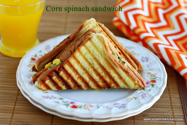 corn and spinach sandwich