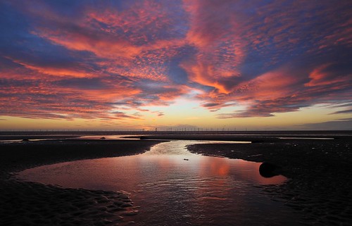 sunset sea sky sun seascape clouds island coast sand cumbria walney