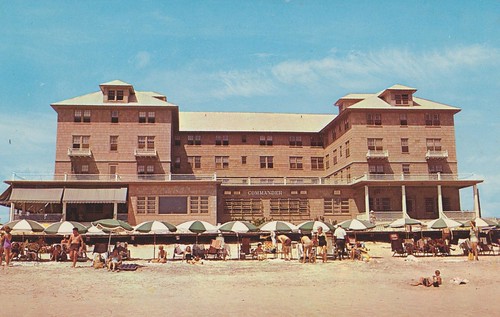 beach umbrella vintage hotel postcard maryland oceancity