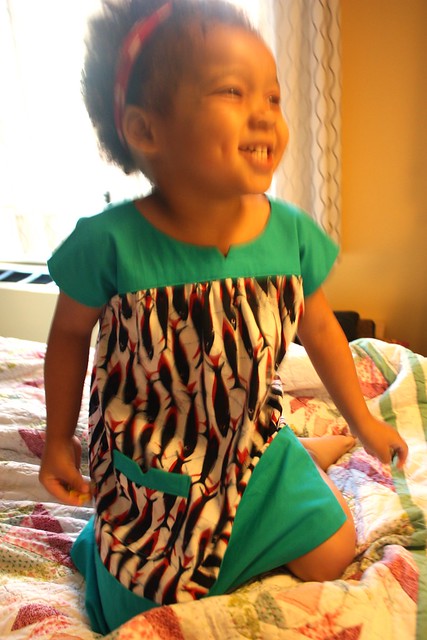 "Swim Away!" African wax fish print dress (Oliver & S ice cream dress)