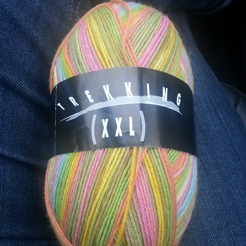 A new #oval shaped skein of yarn in spring colors for a dreary day. My birthday gift to myself. #ggkcraftypad