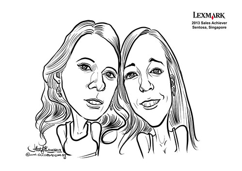 digital couple caricatures for Lexmark -Rebecca Moroney