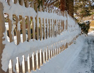 Fence with snowblower snow