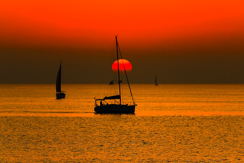 travel sunset sea reflection nature golden sailing