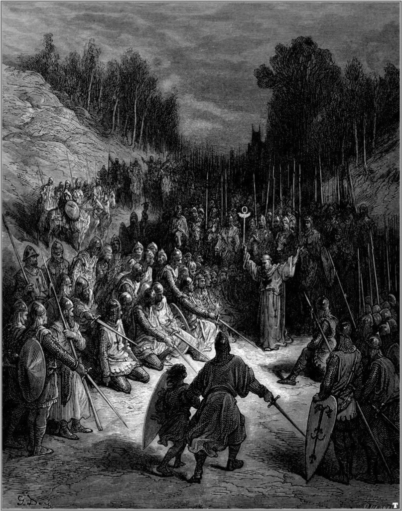 6. Arenga a los caballeros antes de la batalla. De la obra Las Cruzadas. Gustavo Doré (1832-1883)